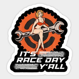 It's race day y'all car checkered flag racing Sticker